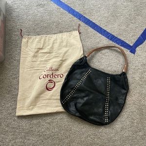 Calleen Cordero black and silver leather handbag